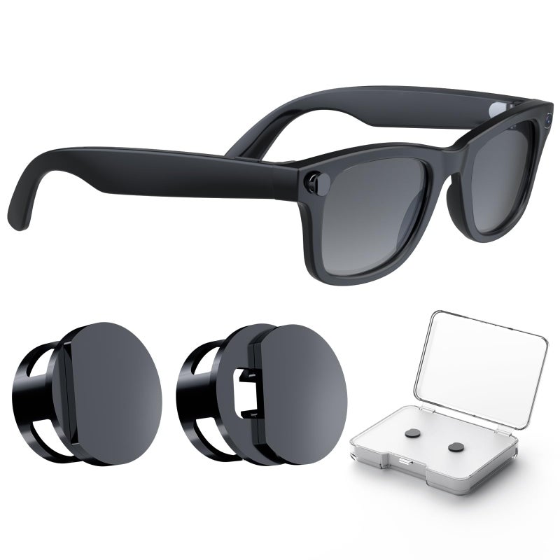 LED Light Cover for RayBan Meta Smart Glasses, Adjustable Light Blocker Compatible with Wayfarer, Skyler, Headliner Accessories, 2025 Lightweight Meta Glasses Flash Cover, Black, 2Pack